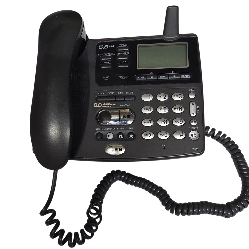 AT&T E5908 5.8 GHz Digital Corded Telephone Answering System Black